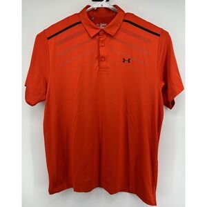 Under Armour Loose Heatgear Short Sleeve Polo Shirt Orange Men's Size 2XL